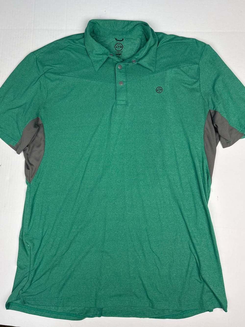 Wrangler All Terrain Gear Men XL Tall Polo Shirt Green Gray Short Sleeve Regular
